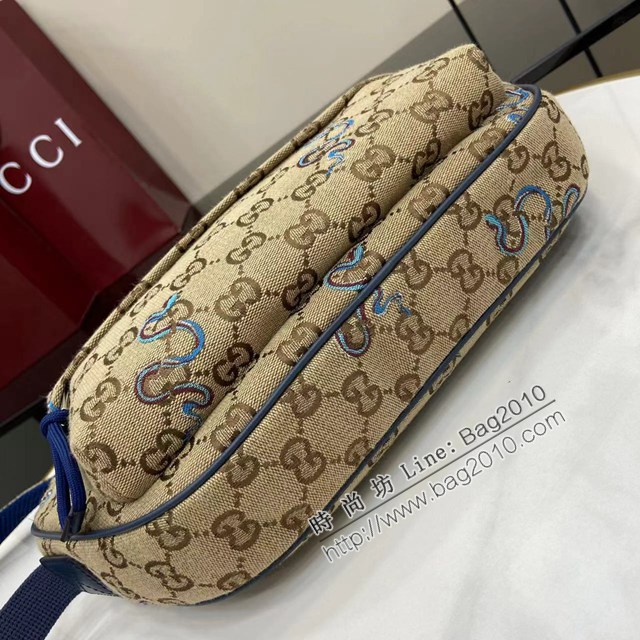 Gucci專櫃古馳最新款蛇型圖案以印花刺繡男女款腰包挎包 jh2925型號：802096